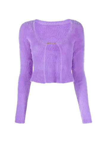 Women's La Maille Neve Fluffy Charm Cardigan Purple - JACQUEMUS - BALAAN.