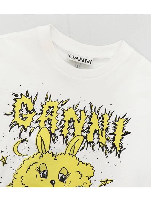 yellow rabbit graphic short sleeve t-shirt - GANNI - BALAAN 6