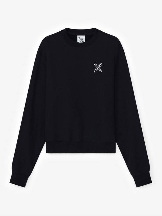 Cross Small Logo Sweatshirt Black - KENZO - BALAAN.