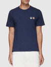 Double Fox Head Patch Classic T-Shirt Navy Melange - MAISON KITSUNE - BALAAN 3