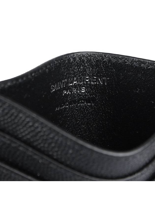 Embossed Leather Card Wallet Black - SAINT LAURENT - BALAAN 6