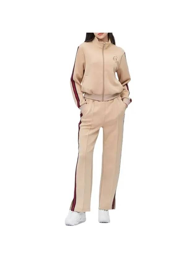 Women's Mouse Logo Side Color Track Pants Beige - GOXO - BALAAN 1