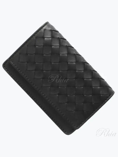 Intrecciato Leather Card Wallet Black - BOTTEGA VENETA - BALAAN 2