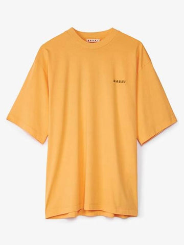 Logo Print Short Sleeve T-Shirt Orange - MARNI - BALAAN 1