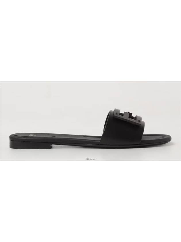 Baguette FF Logo Leather Slippers Black - FENDI - BALAAN 3