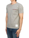 Men's Medium Weight Jersey Tipped Pocket Crewneck Short Sleeve T-Shirt Light Grey - THOM BROWNE - BALAAN 3