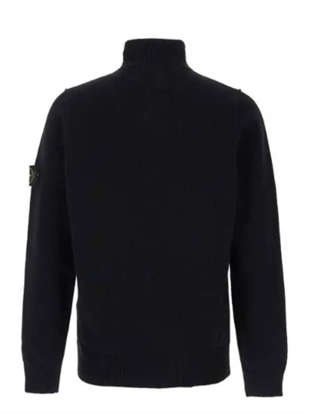 Wappen Patch Half Button Lambswool Knit Top Black - STONE ISLAND - BALAAN 3