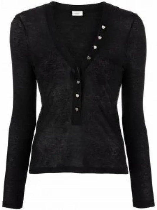 Heart Jersey Long Sleeve T Shirt Black - SAINT LAURENT - BALAAN 2