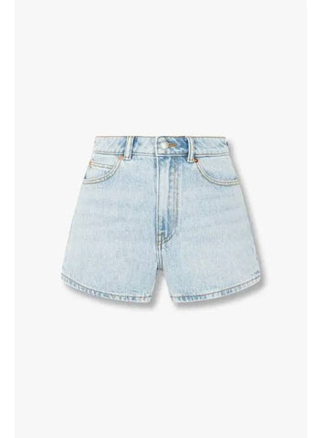 Cut out logo yoke denim shorts light indigo - ALEXANDER WANG - BALAAN 1