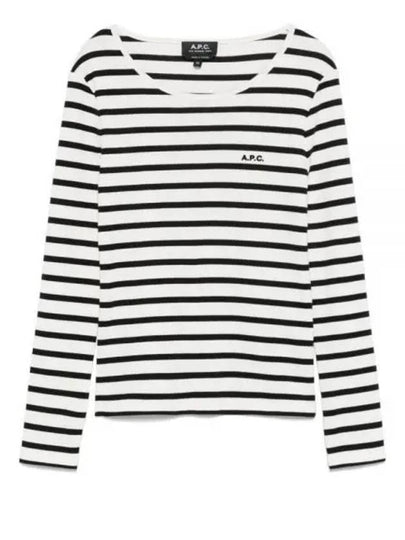 Logo Striped Long Sleeve T-Shirt Black White - A.P.C. - BALAAN 2