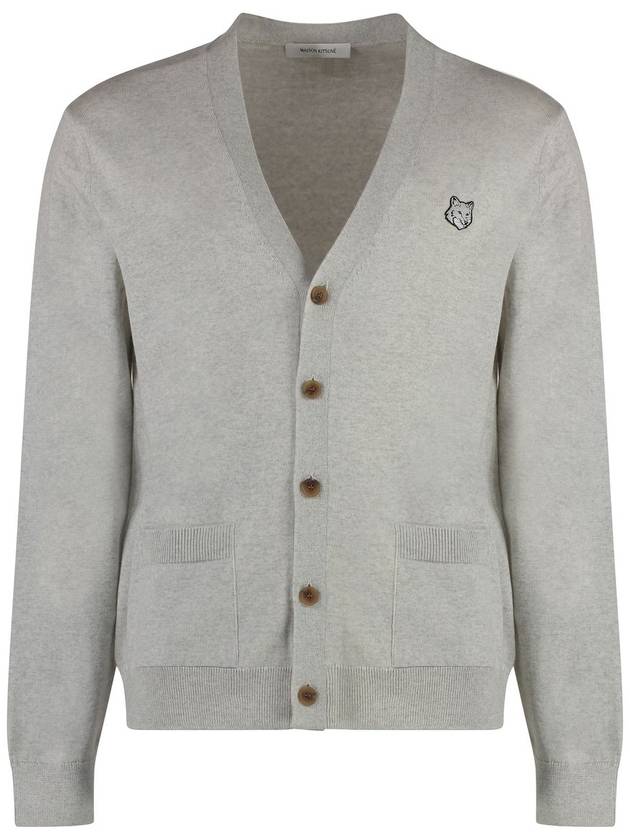 Bold Fox Head Patch Regular Cardigan Grey - MAISON KITSUNE - BALAAN 2