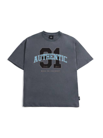 Authentic Arch Number Short Sleeve T-Shirt Dark Grey - MOO - BALAAN 1