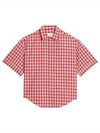 Gingham Check Short Sleeve Shirt Red - AMI - BALAAN 2