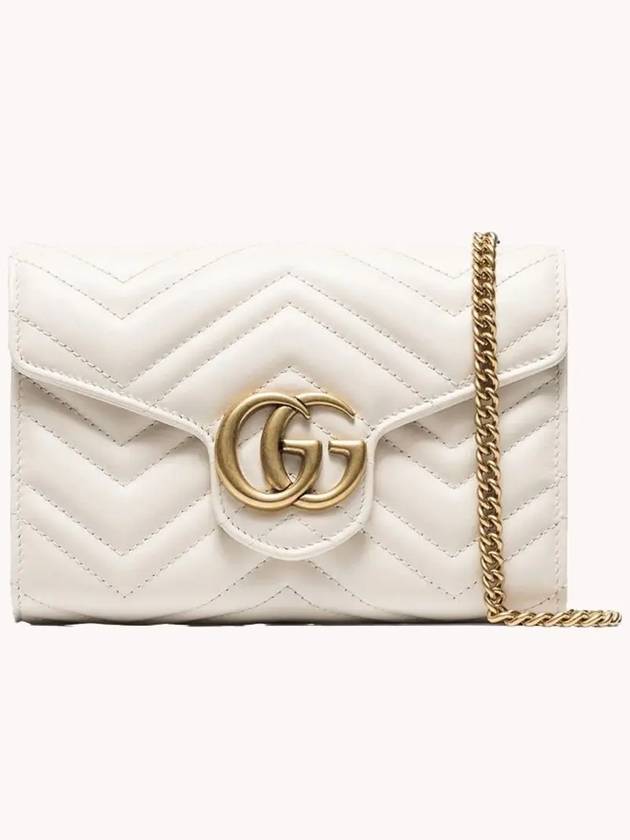 GG Gold Logo Marmont Matelasse Shoulder Bag White 474575 A597 - GUCCI - BALAAN 1