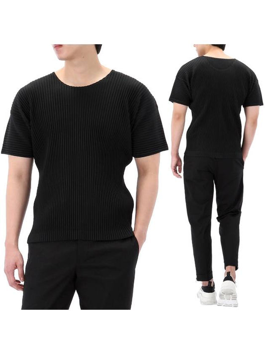 Pleated Short Sleeve T-Shirt Black - ISSEY MIYAKE - BALAAN 2