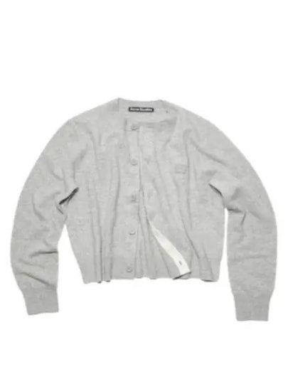 Face Patch Crop Cardigan Light Grey Melange - ACNE STUDIOS - BALAAN 2