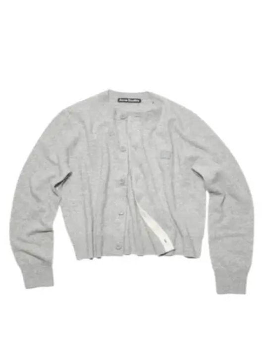 Face Patch Crop Cardigan Light Grey Melange - ACNE STUDIOS - BALAAN 2