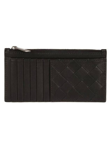 Intrecciato Long Zipper Calfskin Card Wallet Black - BOTTEGA VENETA - BALAAN 1