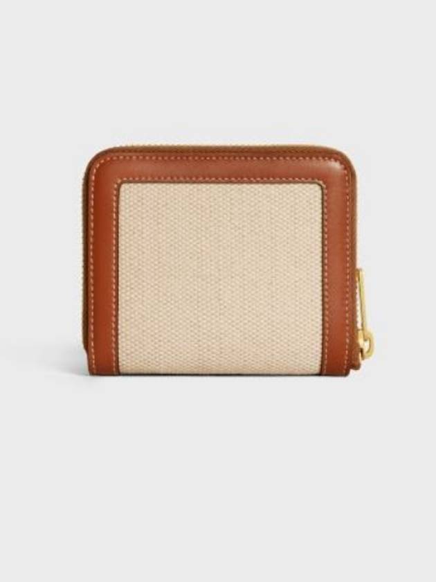 Compact Zipper Cuir Triomphe Textile Calfskin Coin Wallet Natural Tan - CELINE - BALAAN 6