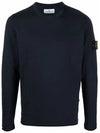 Wappen Patch Crew Neck Knit Top Navy - STONE ISLAND - BALAAN 2