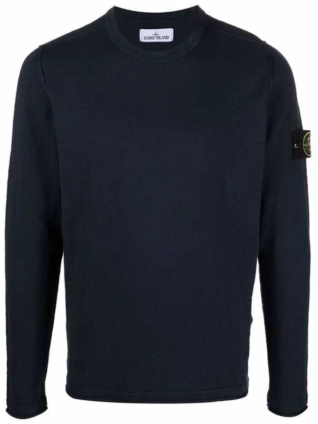 Wappen Patch Crew Neck Knit Top Navy - STONE ISLAND - BALAAN 2