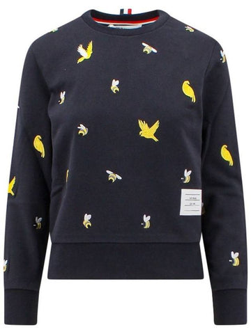 Loop Back Bird Bee Sweatshirt Navy - THOM BROWNE - BALAAN 1