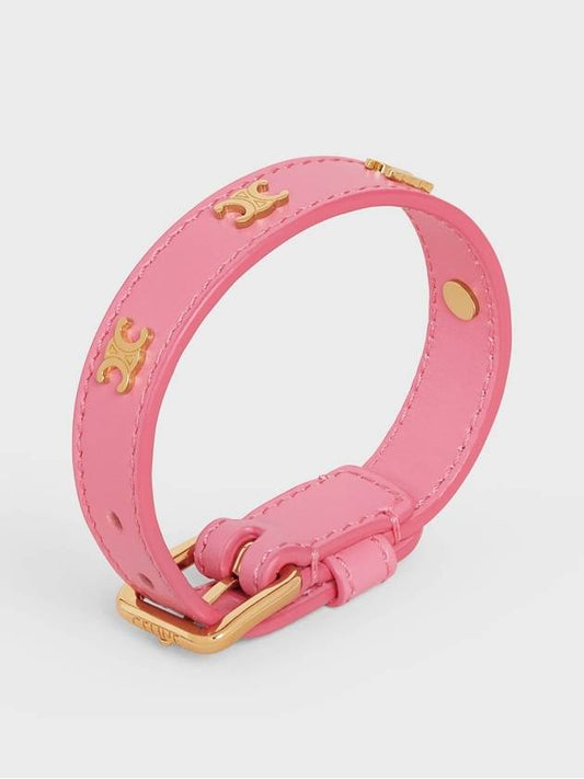 Triomphe Gold Finish Leather Bracelet Flamingo - CELINE - BALAAN 2