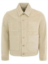 Button Suede Jacket Beige - AMI - BALAAN 2