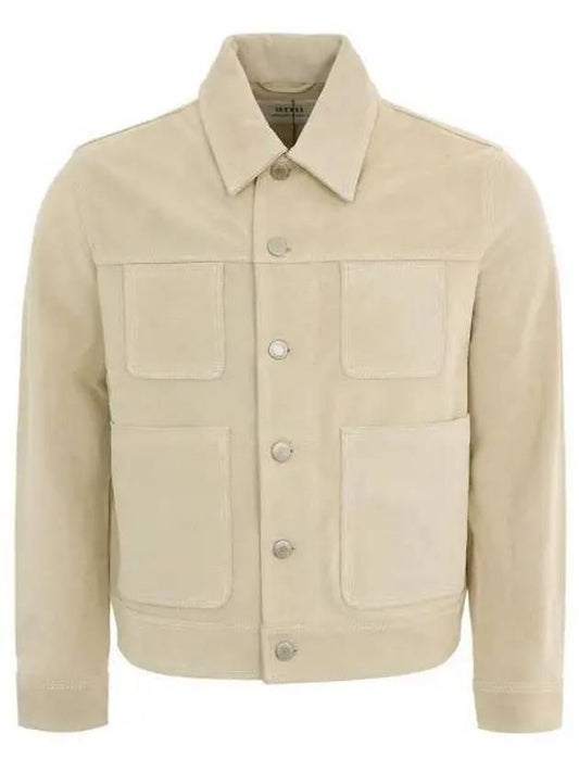 Button Suede Jacket Beige - AMI - BALAAN 2