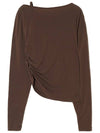 Unbalanced straps balloon long sleeve t shirt brown - LESEIZIEME - BALAAN 3