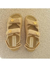 Button Logo Velvet Velcro Sandals Beige - CHANEL - BALAAN.