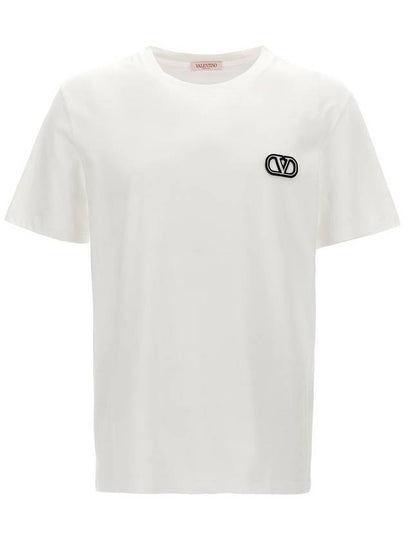 V logo signature patch cotton short sleeve t shirt white - VALENTINO - BALAAN 2