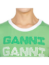 Women's Logo Fitted Short Sleeve T-Shirt Green - GANNI - BALAAN 9