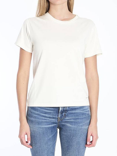 Logo Patch Crew Neck Short Sleeve T-Shirt White - SAINT LAURENT - BALAAN 2