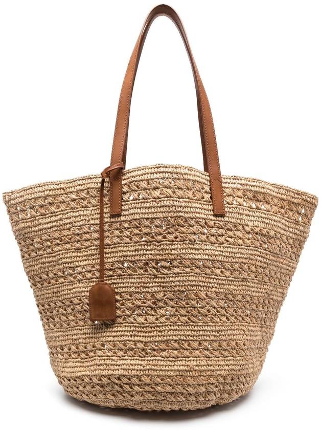 Raffia Panier Medium Tote Bag Beige - SAINT LAURENT - BALAAN 1