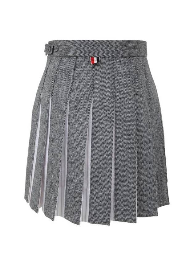 Lightweight Drop Back Double Fabric Mini Pleated Skirt Grey - THOM BROWNE - BALAAN 3