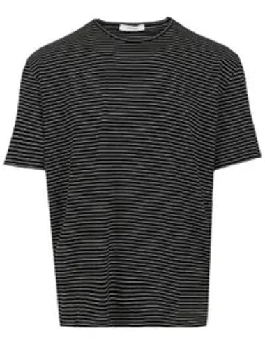 Striped Crew Neck Short Sleeve T-Shirt Black - LEMAIRE - BALAAN 1