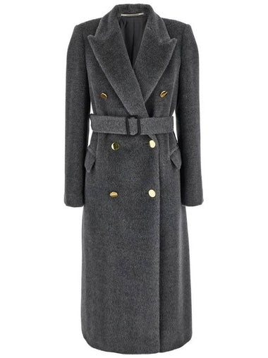 'Jole' Grey Double-Breasted Coat With Waist Belt In Alpaca Blend Woman - TAGLIATORE - BALAAN 1