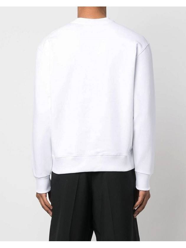 Paris Logo Patch Print Round Neck Cotton Sweatshirt White - KENZO - BALAAN 4