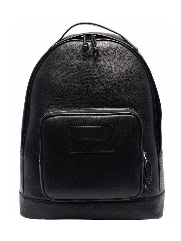 Logo Leather Backpack Black - EMPORIO ARMANI - BALAAN 1