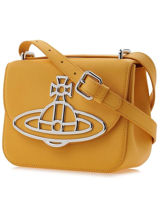 Linda Logo Plaque Saffiano Leather Cross Bag Yellow - VIVIENNE WESTWOOD - BALAAN 3