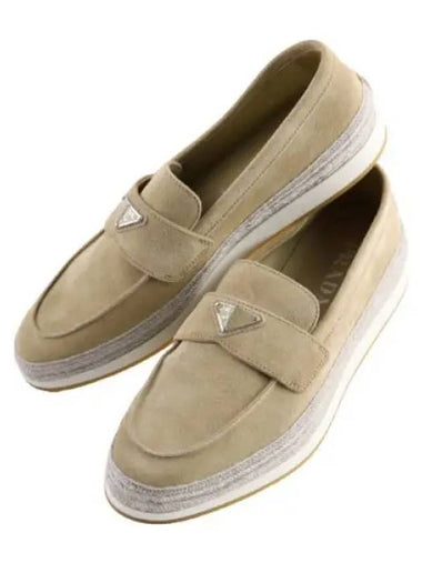 Triangle logo suede slip ons - PRADA - BALAAN 1