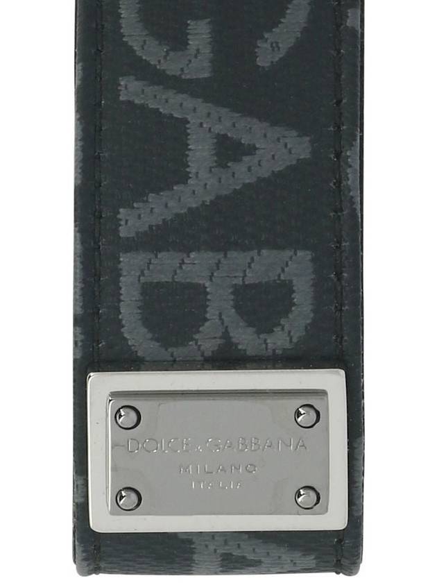 Jacquard Logo Patch Key Holder Black - DOLCE&GABBANA - BALAAN 7