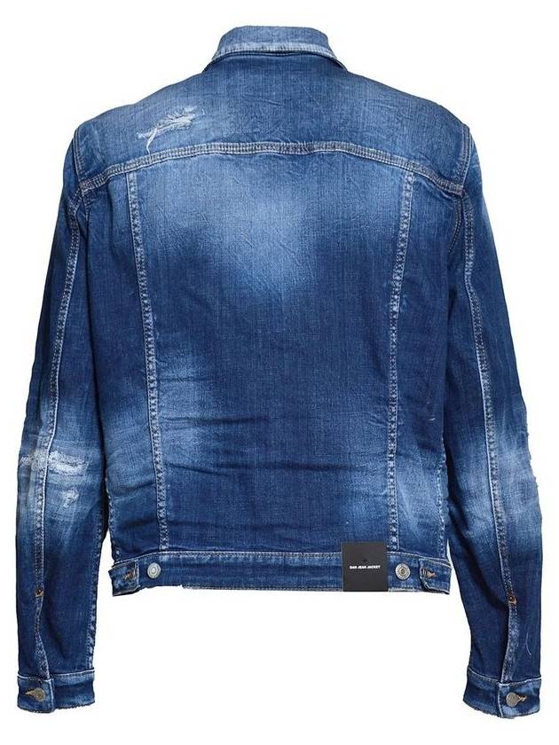 Ripped Cast Wash Denim Jacket Blue - DSQUARED2 - BALAAN 3