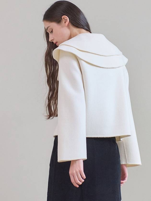 Cape collar handmade single coat ivory - MITTE - BALAAN 3