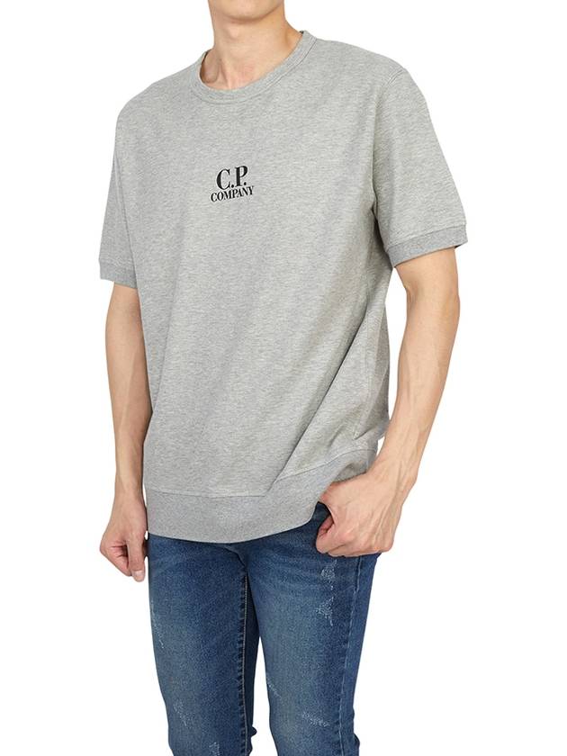 Men's Logo Print Crew Neck Cotton Short Sleeve T-Shirt Grey - CP COMPANY - BALAAN 6