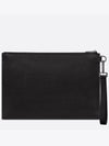 A4 Pouch CD Icon Signature Grained Calfskin Clutch Bag Black - DIOR - BALAAN.