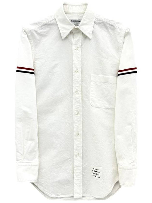 Men's Oxford Grosgrain Armband Classic Shirt White - THOM BROWNE - BALAAN.