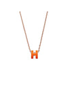 Hermes Mini Pop H Pendant Rose Gold Necklace Orange - HERMES - BALAAN 1