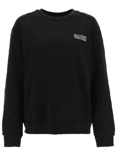 Embroidered Logo Cotton Sweatshirt Black - GANNI - BALAAN 2